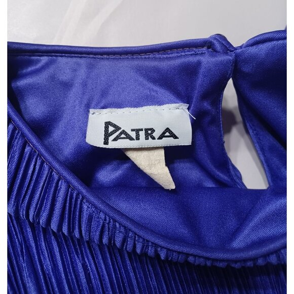 Vintage Patra Purple Pleated Dress With Sequin Floral Brooch Size 14 Womens - Picture 4 of 10